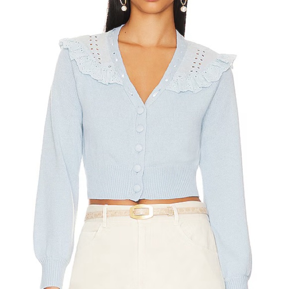 LoveShackFancy Light Blue Cardigan Peggy XS